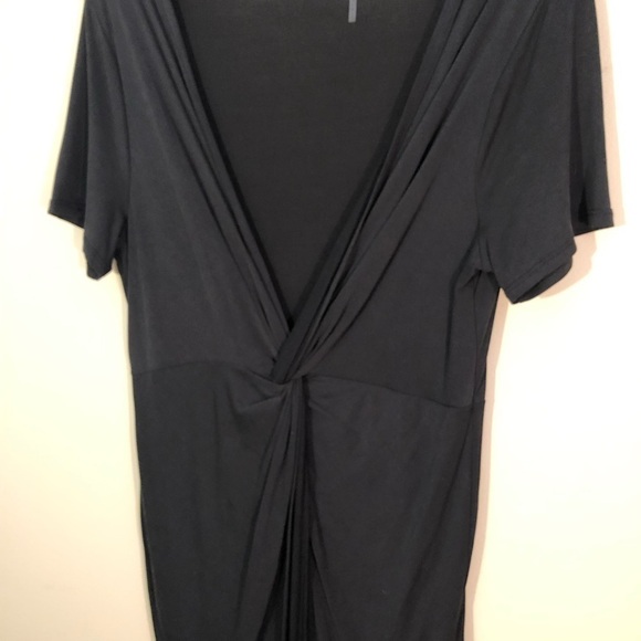 Altar’d State Slit V-Neck Midi Dress Off Black Twist Dress Large - Picture 2 of 6